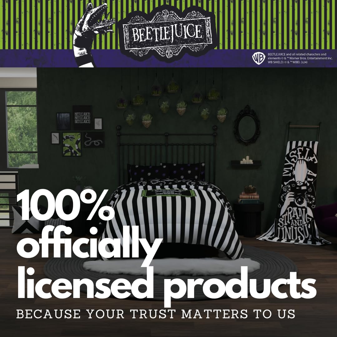 Franco Beetlejuice Striped Bedding Set, Full, 5 Piece