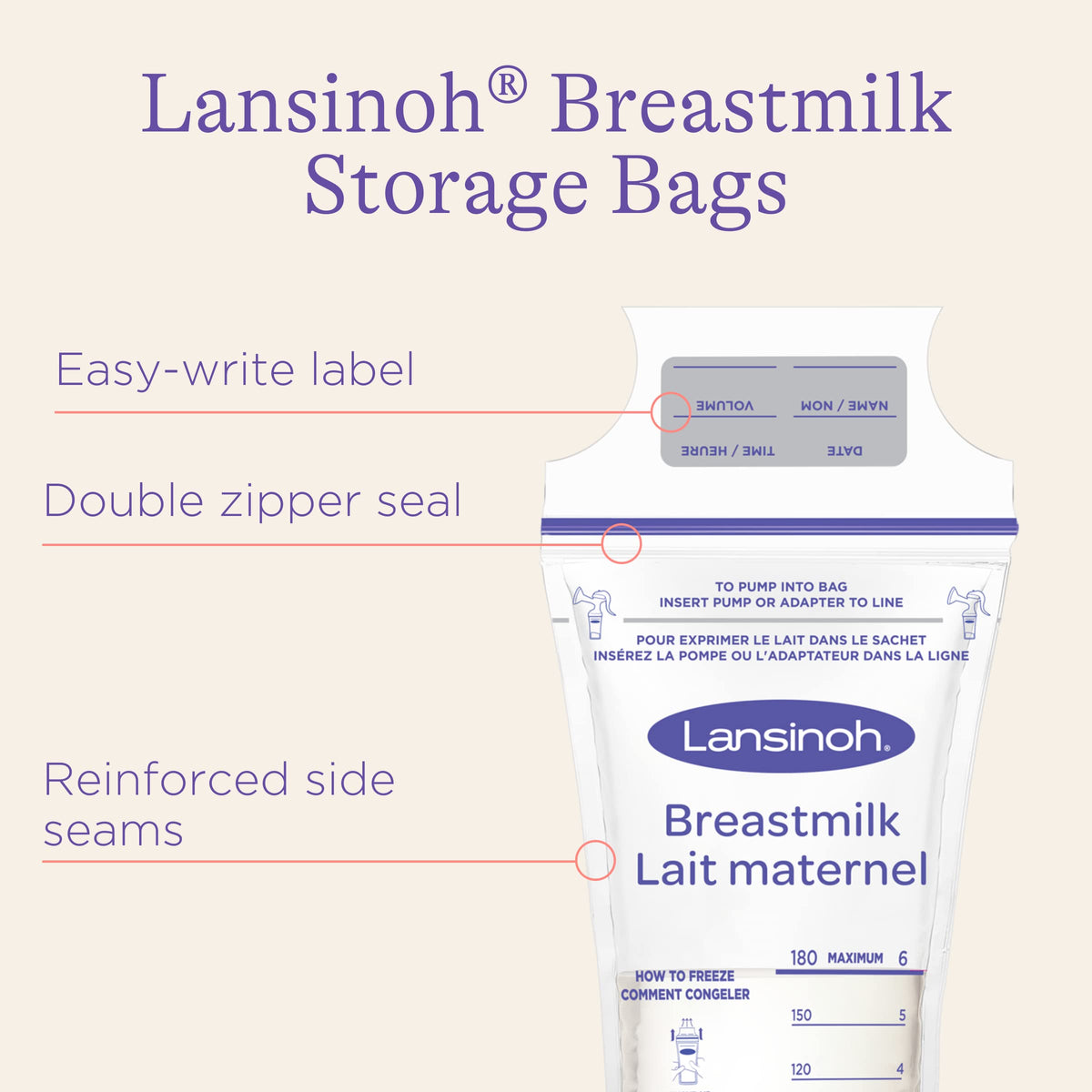 Lansinoh Breastmilk Storage Bags, 6 oz (100 Count)