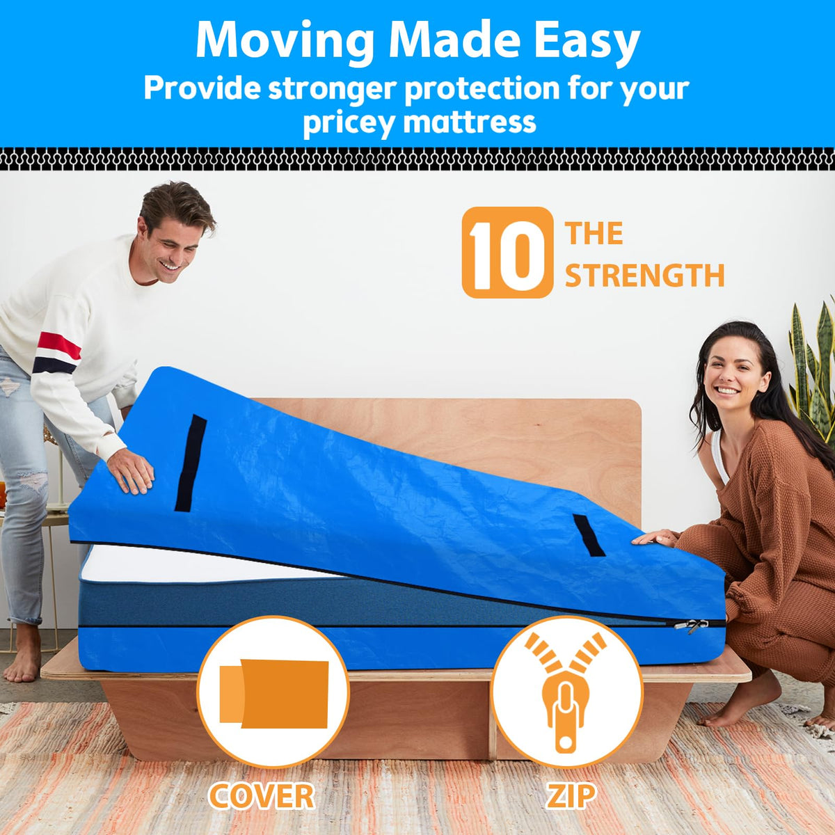 Queen Mattress Bag for Moving with 8 Handles, 208.3*160*38CM