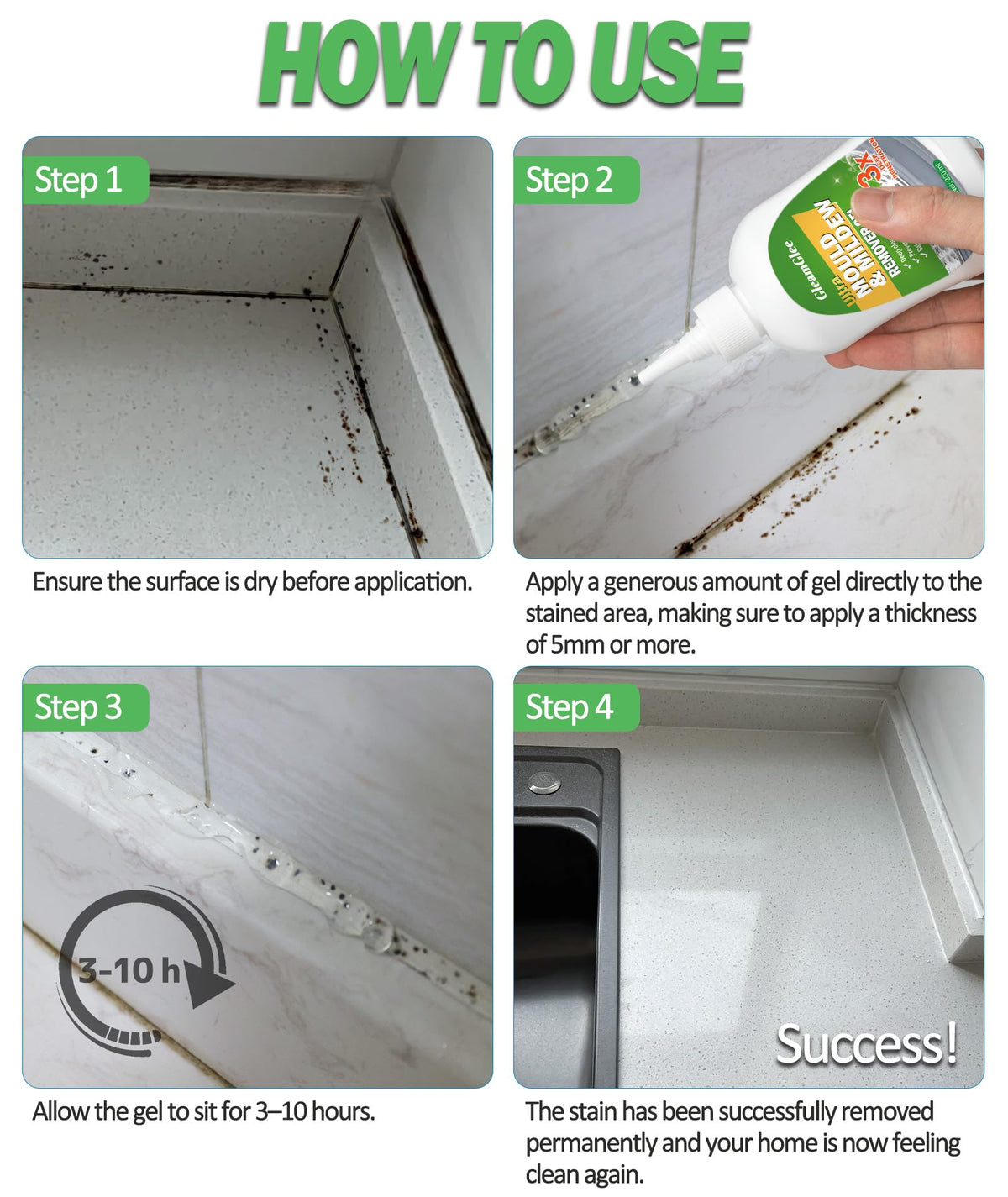 Mould Remover Gel for Washing Machine, Grout and Tiles, 8 fl.oz