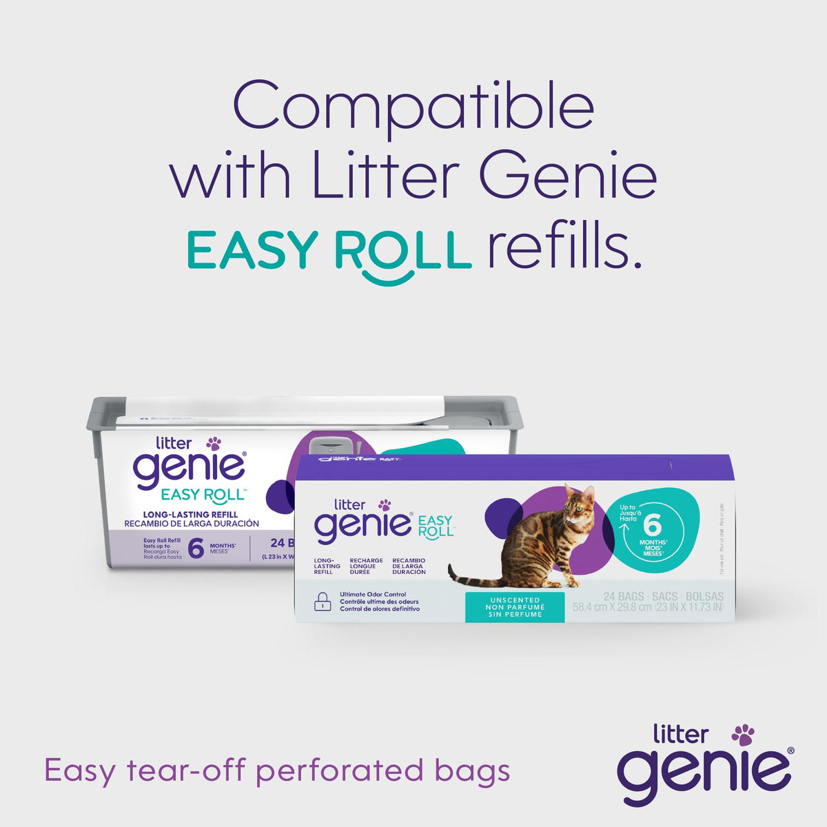 Litter Genie Platinum Stainless Steel Pail with Refill, 12 Bags