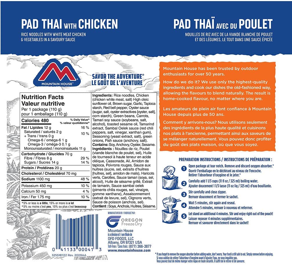Mountain House Pad Thai with Chicken Freeze-Dried Meal, Single Pouch