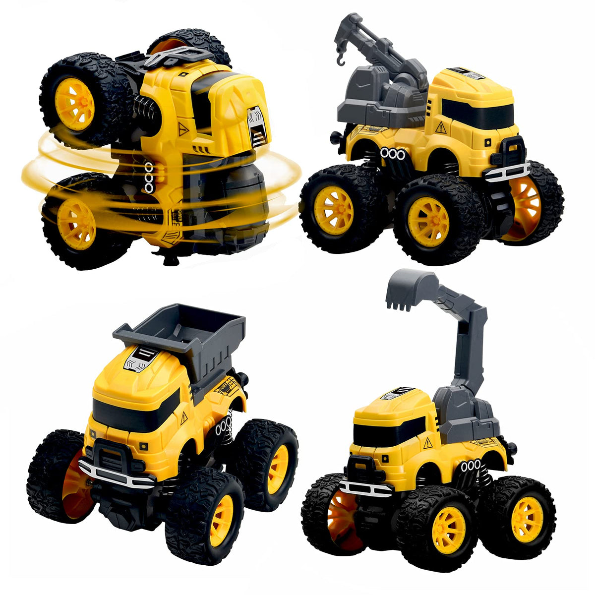 Construction Monster Truck Toys, 4 Pcs