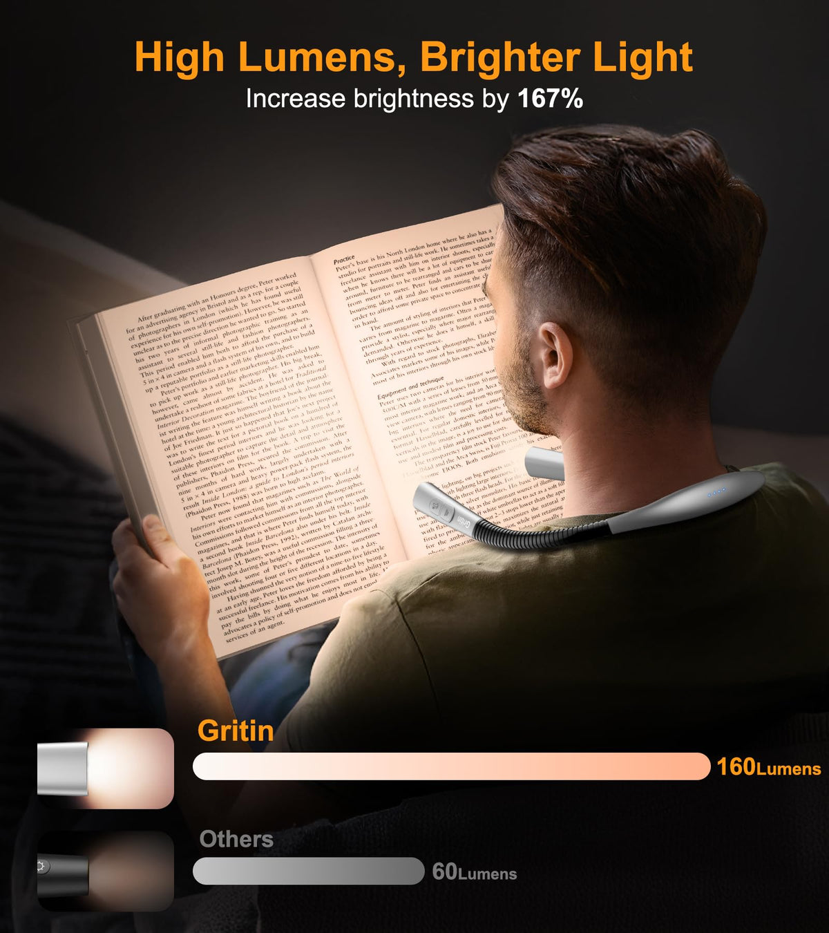 Gritin Rechargeable Neck Reading Light, 4 Colours