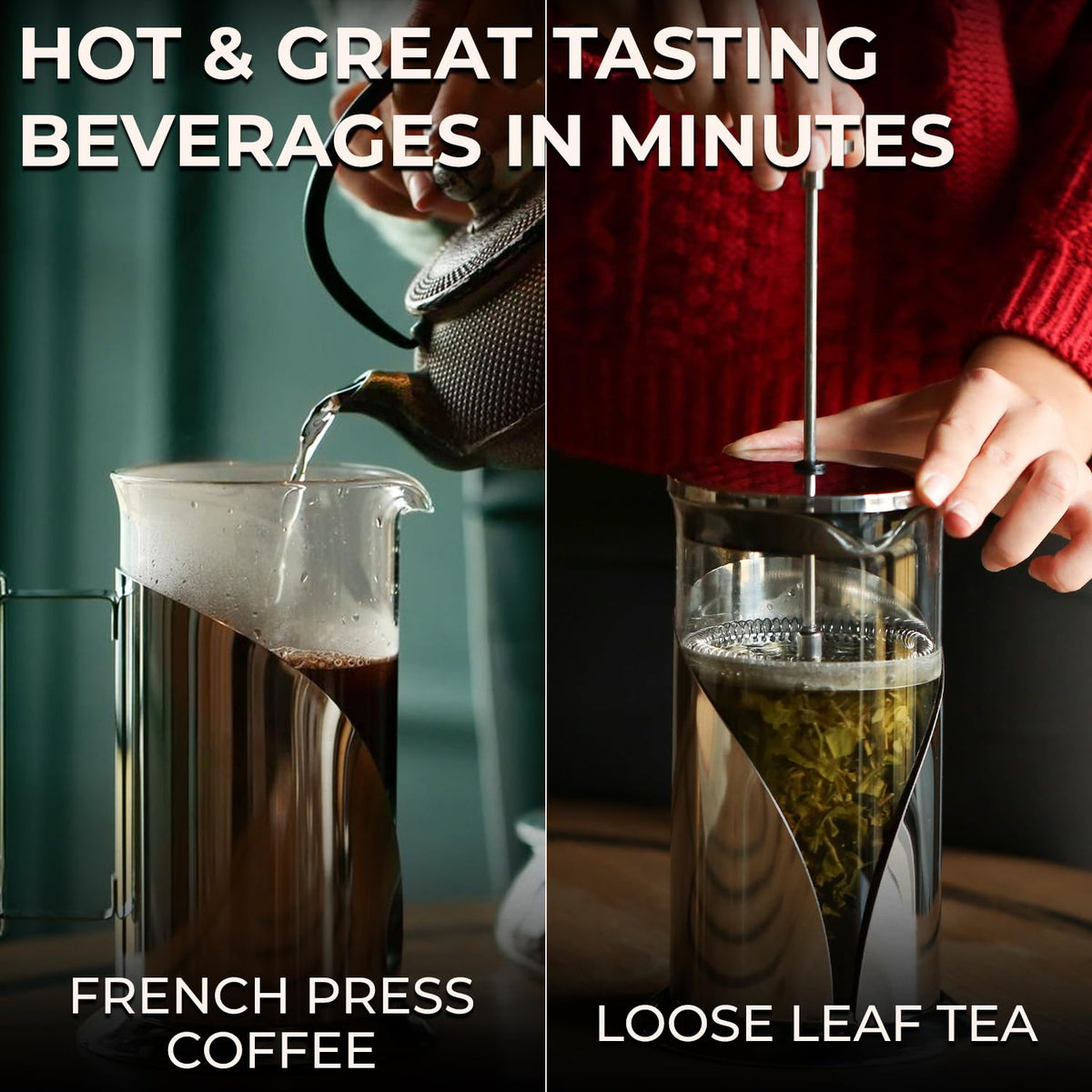 Stainless Steel French Press Coffee Maker, 34 oz