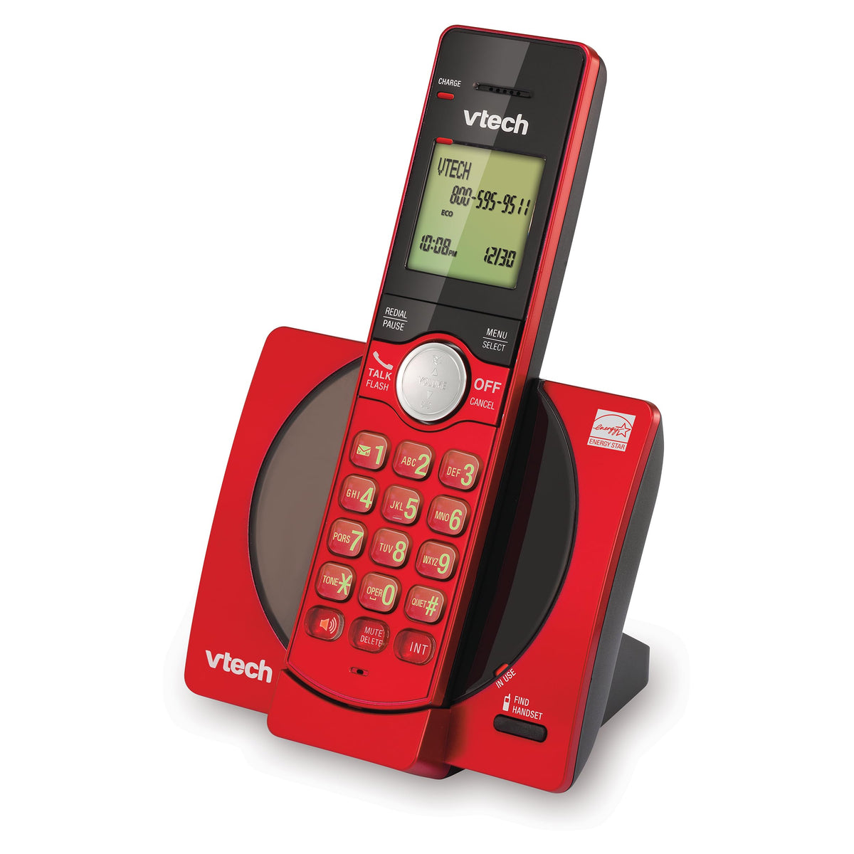 VTech DECT 6.0 Single Handset Cordless Phone, Red