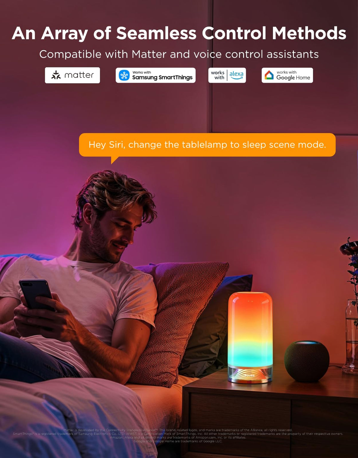 Govee RGBIC Smart Table Lamp 2, Touch Bedside Lamp