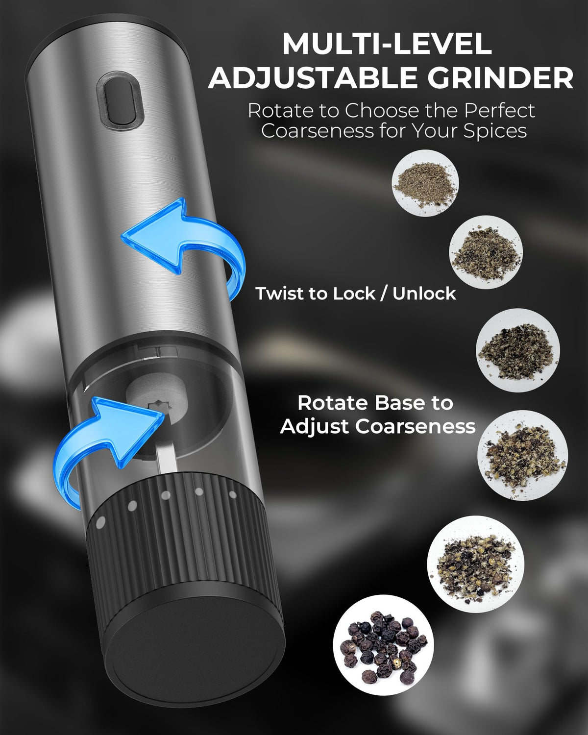 USB-C Rechargeable Automatic Salt and Pepper Grinder Set