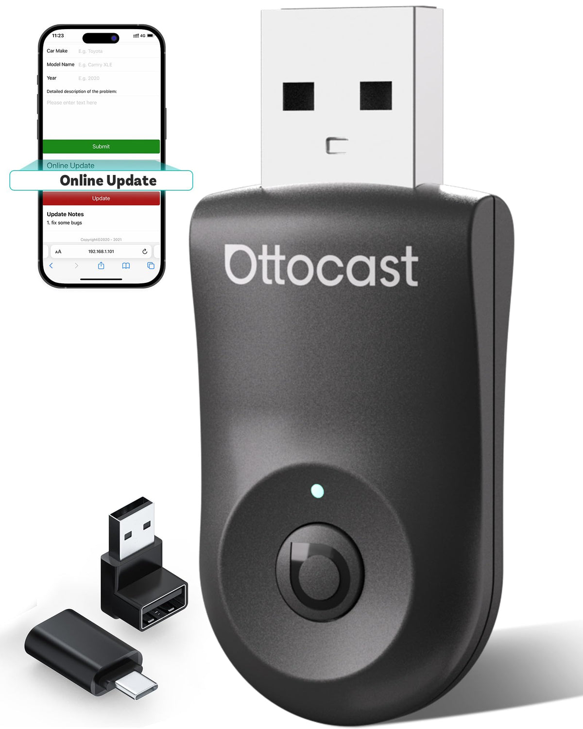 OTTOCAST Mini 2025 Wireless CarPlay and Android Auto Adapter