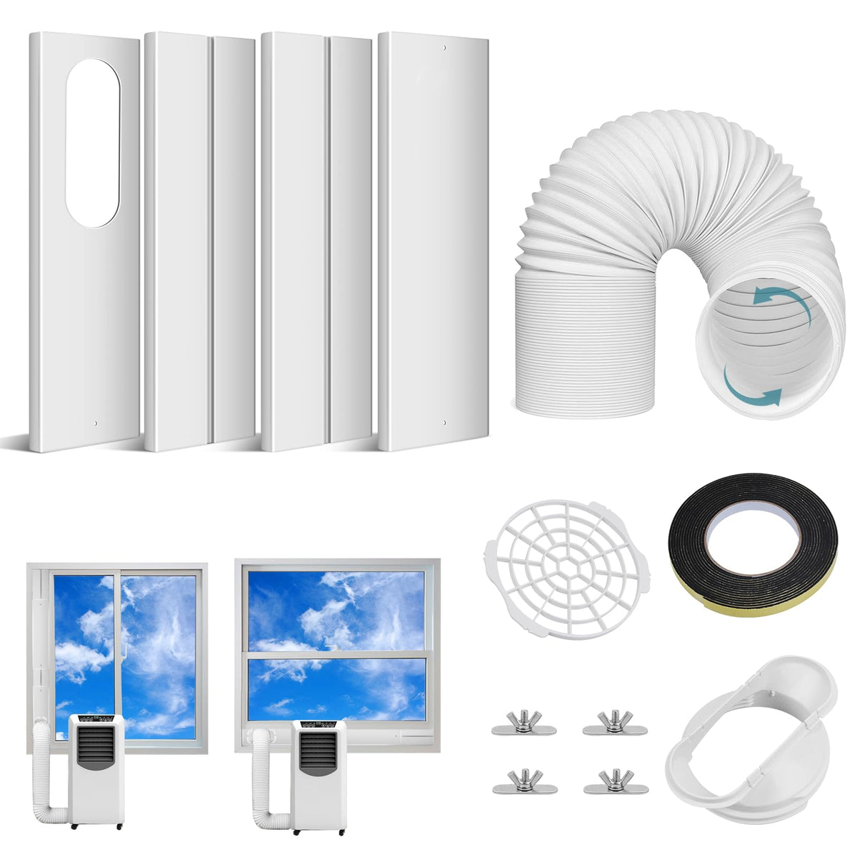 Portable Air Conditioner Window Kit, 5.9" Exhaust Hose, Sliding Window