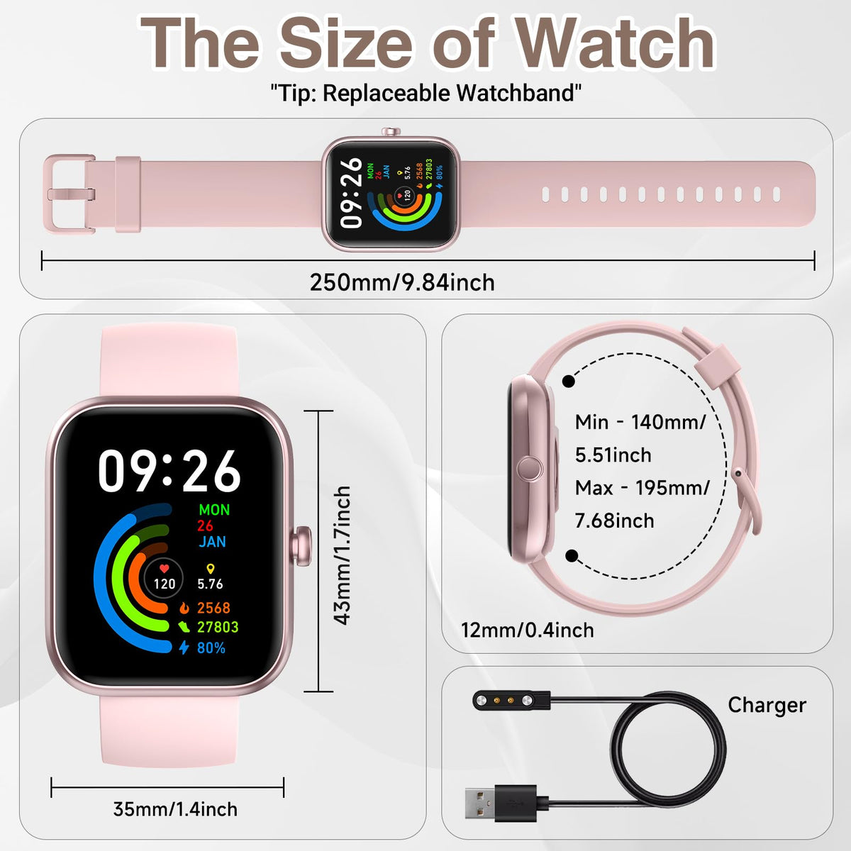 Smart Watch for Men and Women with Bluetooth Call, Alexa, 1.83 in