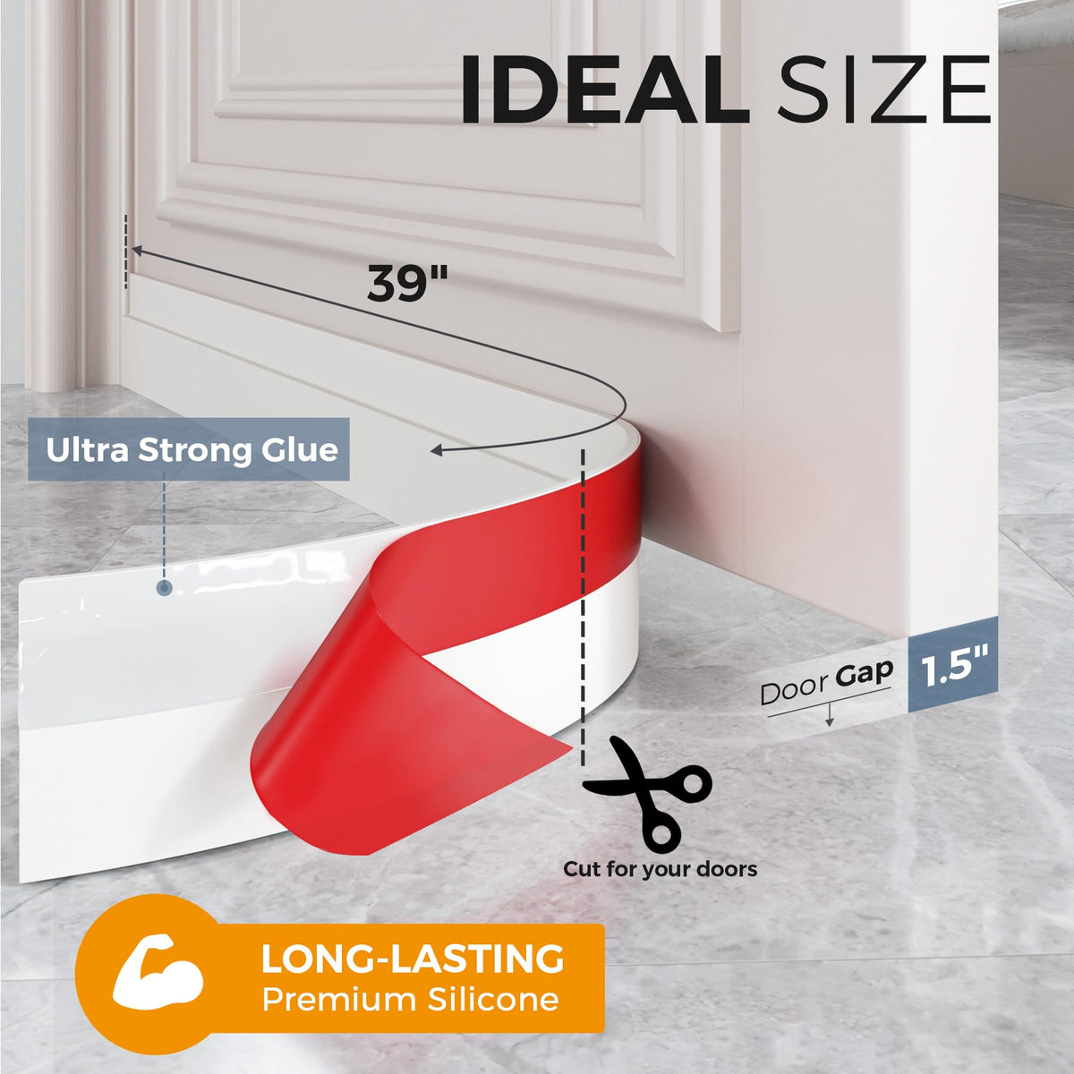 GroTheory Door Draft Stopper, 2 Pack, 2" x 39", White
