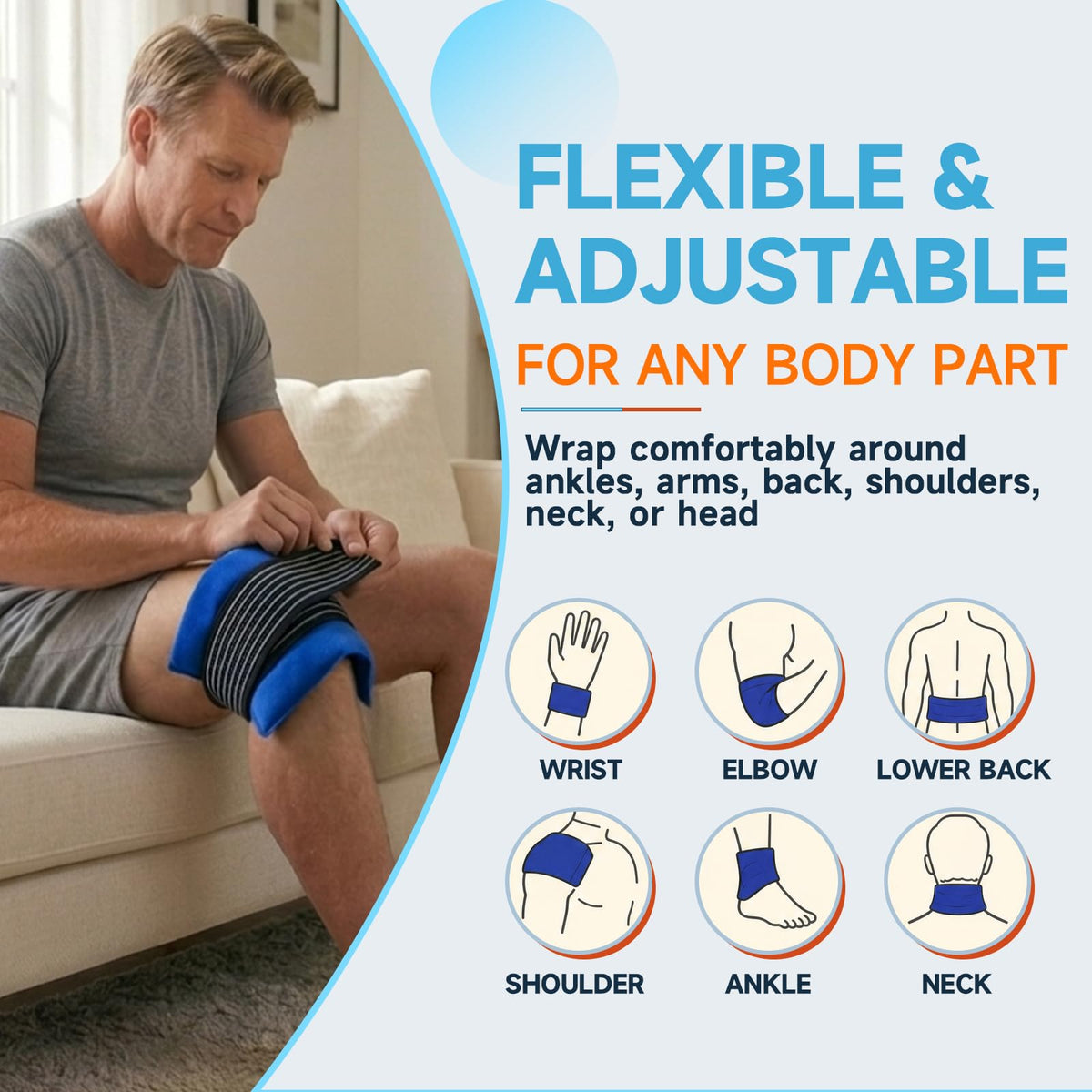 Bicaree Reusable Cold Gel Ice Packs, 3-Piece Set