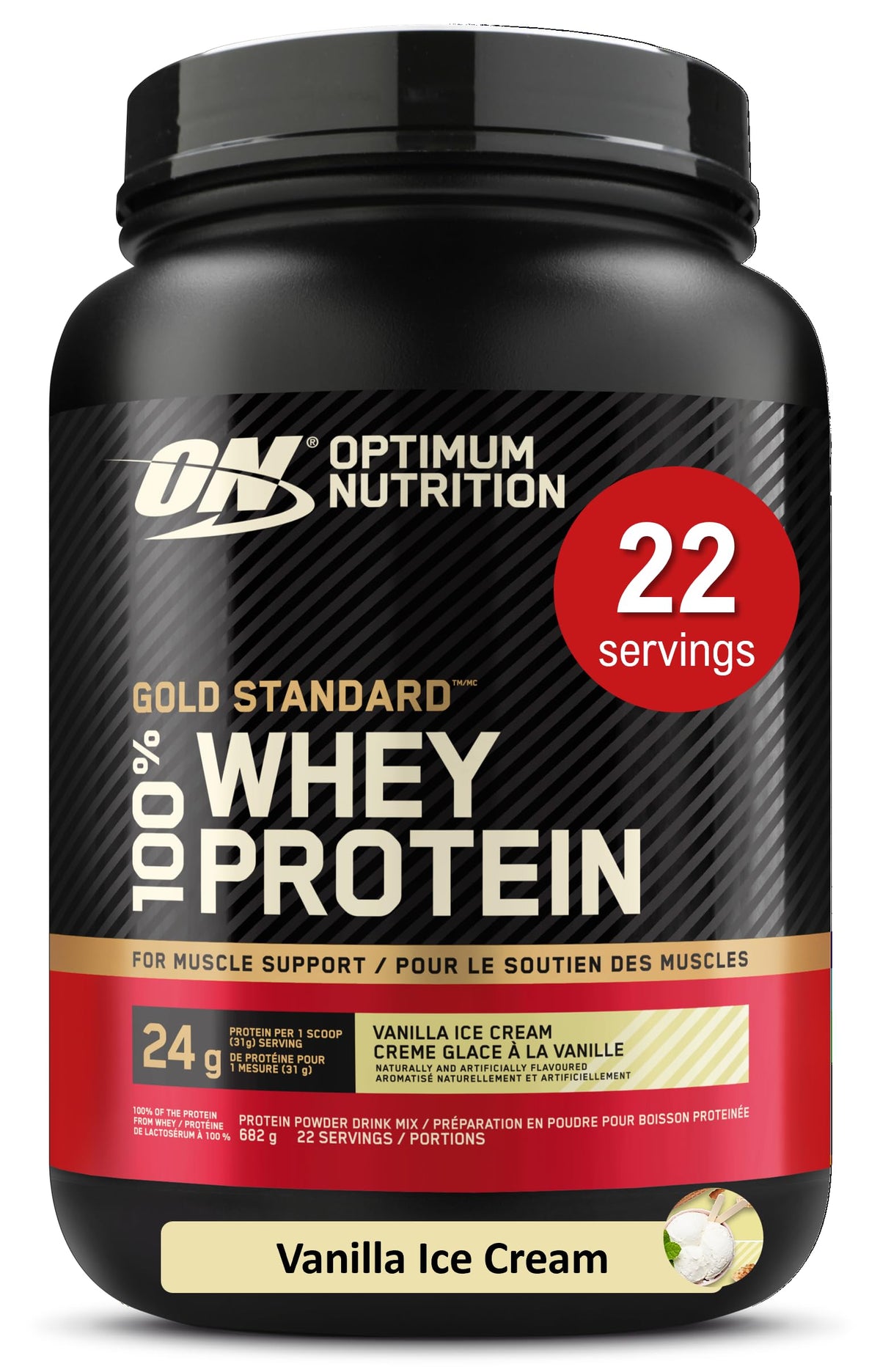 Optimum Nutrition Gold Standard 100% Whey, Vanilla Ice Cream, 670g