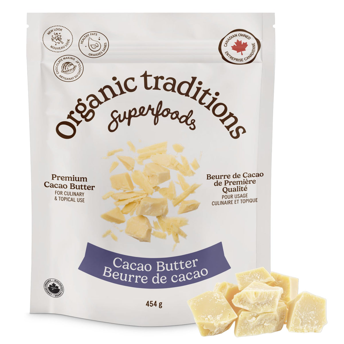 Organic Traditions Food Grade Cacao Butter, 16 oz