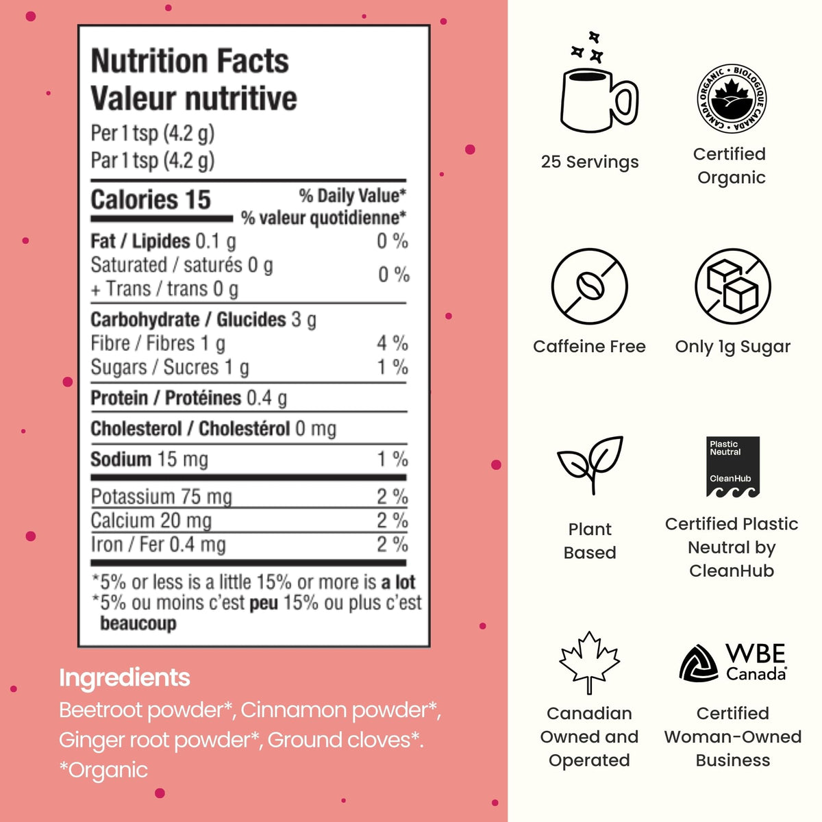 Blume Superfoods Beetroot Latte Powder, 25 Servings