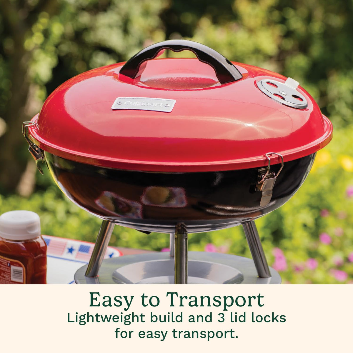 Cuisinart Outdoor Portable Charcoal Grill, 14", Red, CCG-190RBC