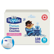 Royale Premium Diapers, Size Newborn (up to 10lb), 138 Count