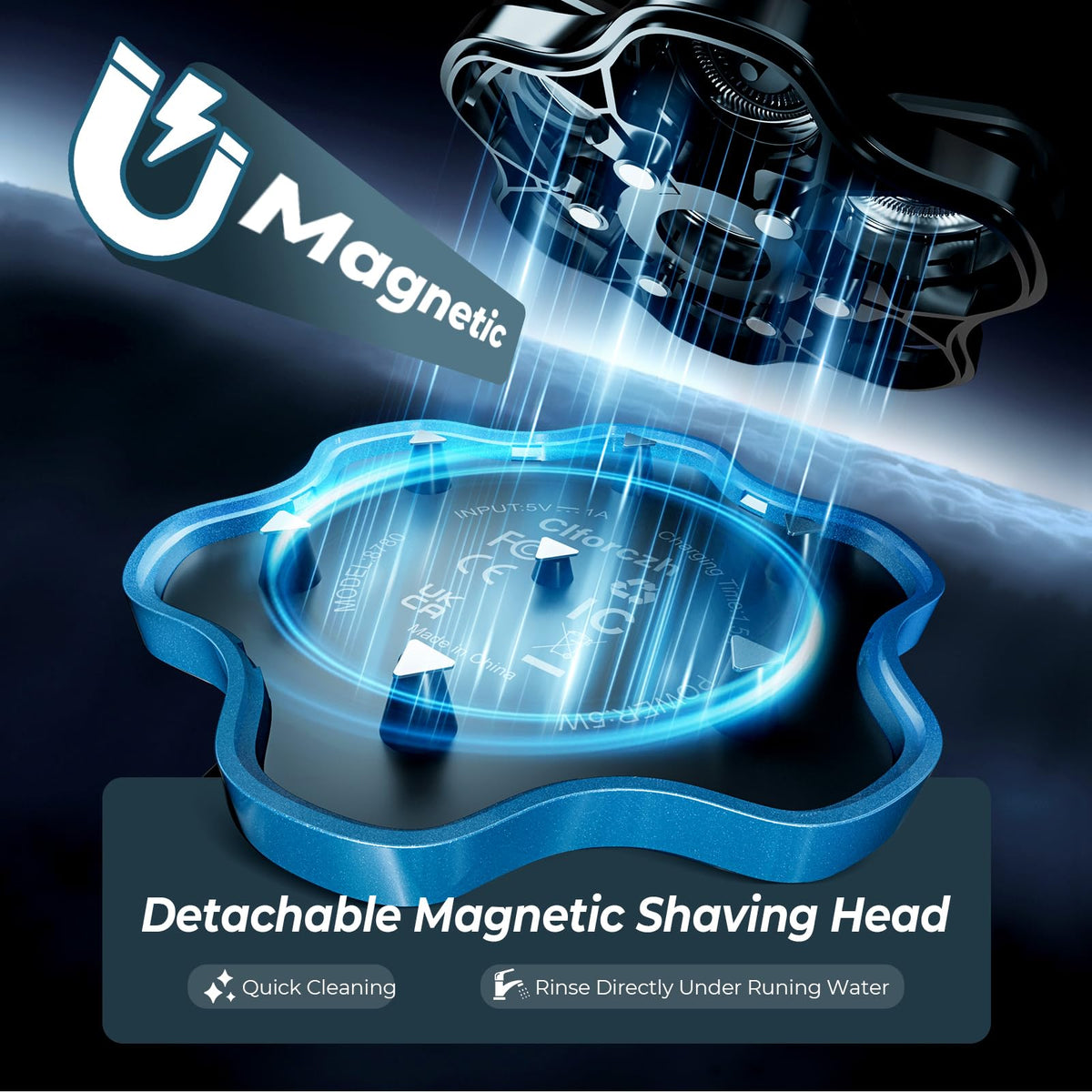 Xcdgiogw 7D Electric Head Shaver for Men, Wet and Dry, LED Display