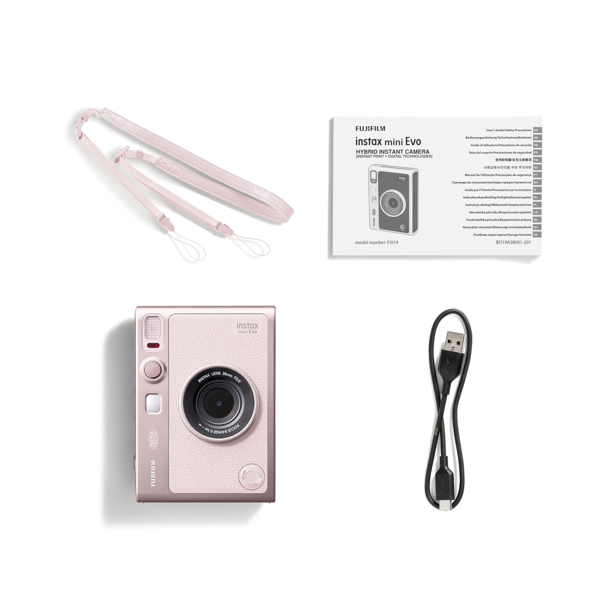 Fujifilm Instax Mini Evo Hybrid Instant Camera, Gentle Rose