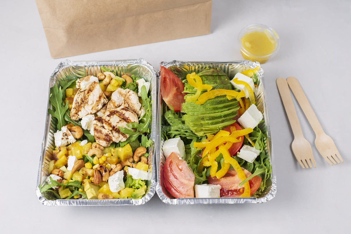Aluminum Foil Pans with Lids, 50-Pack, 8.5" x 6", 2.25 LB Capacity