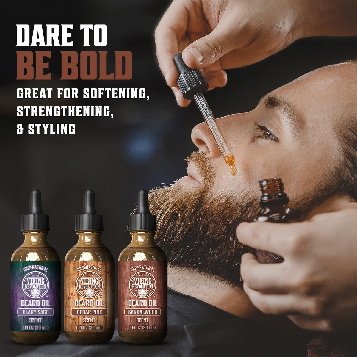 Viking Revolution Beard Oil Variety Pack, 3 x 30 mL