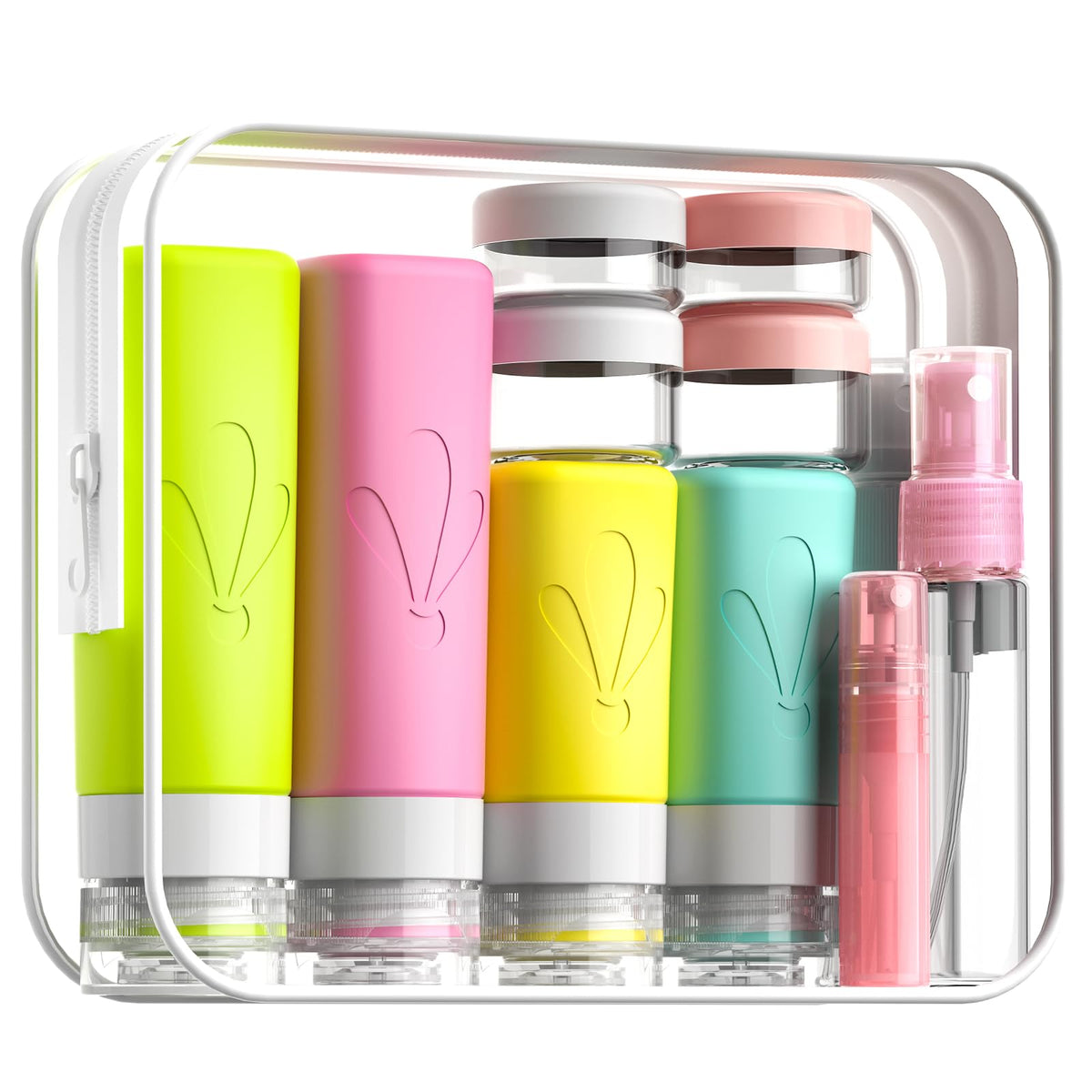 INSFIT 17-Piece Silicone Travel Bottle Set, Multicolour