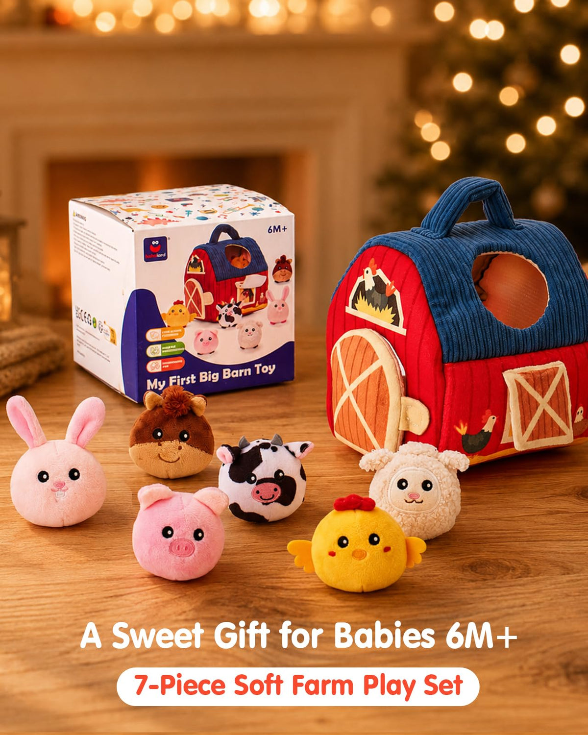 Hahaland Montessori Baby Toy Surprise Barn with Stuffed Animals