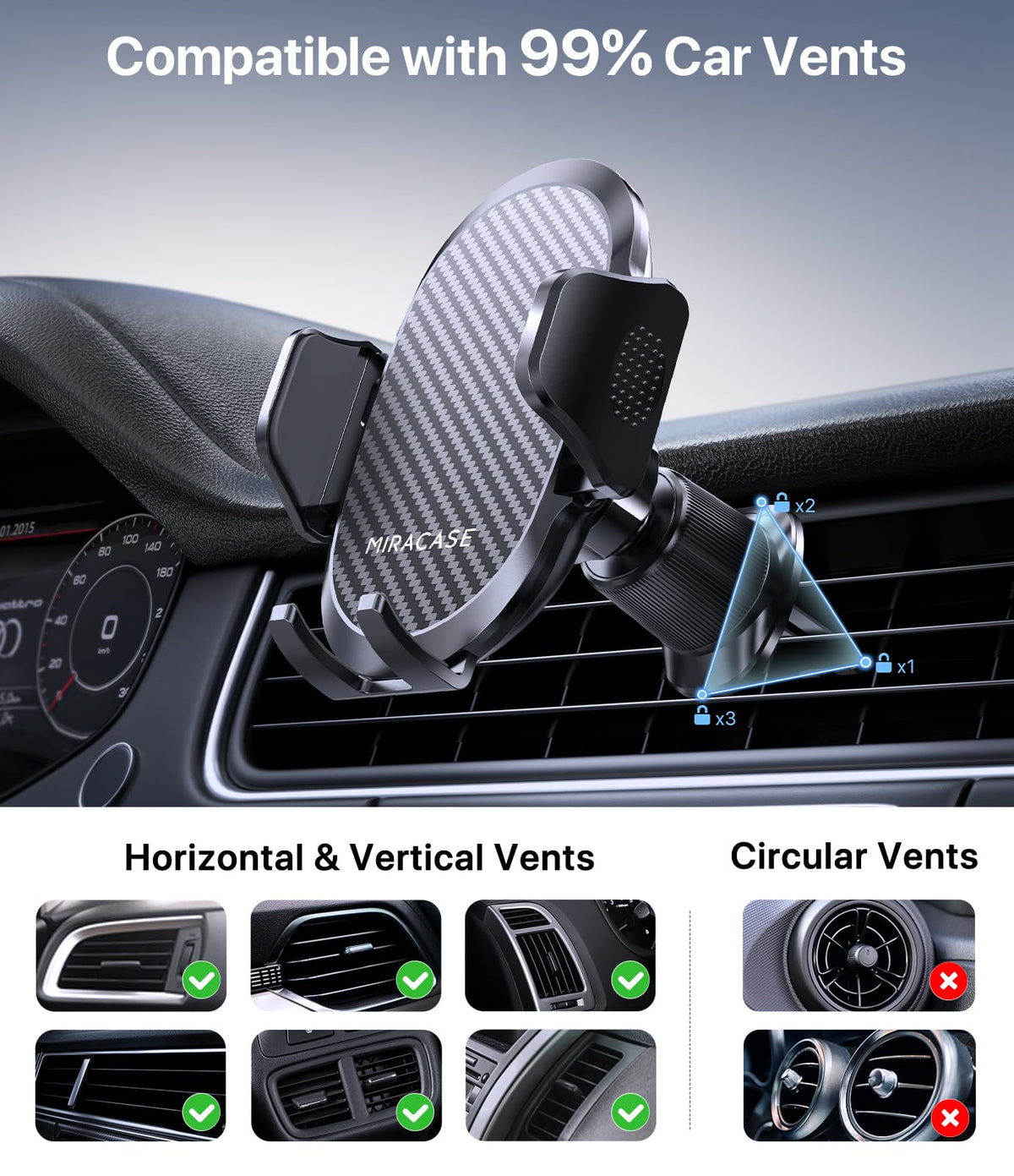 Miracase 4-in-1 Car Phone Mount with Suction Cup