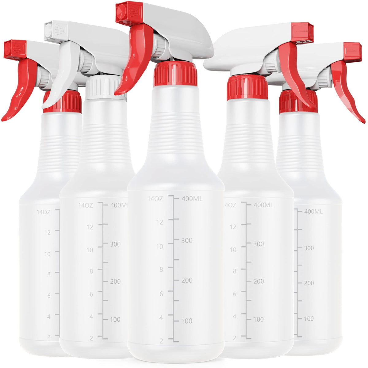 Veco Spray Bottles with Adjustable Nozzle, 16 oz, 5 Pack