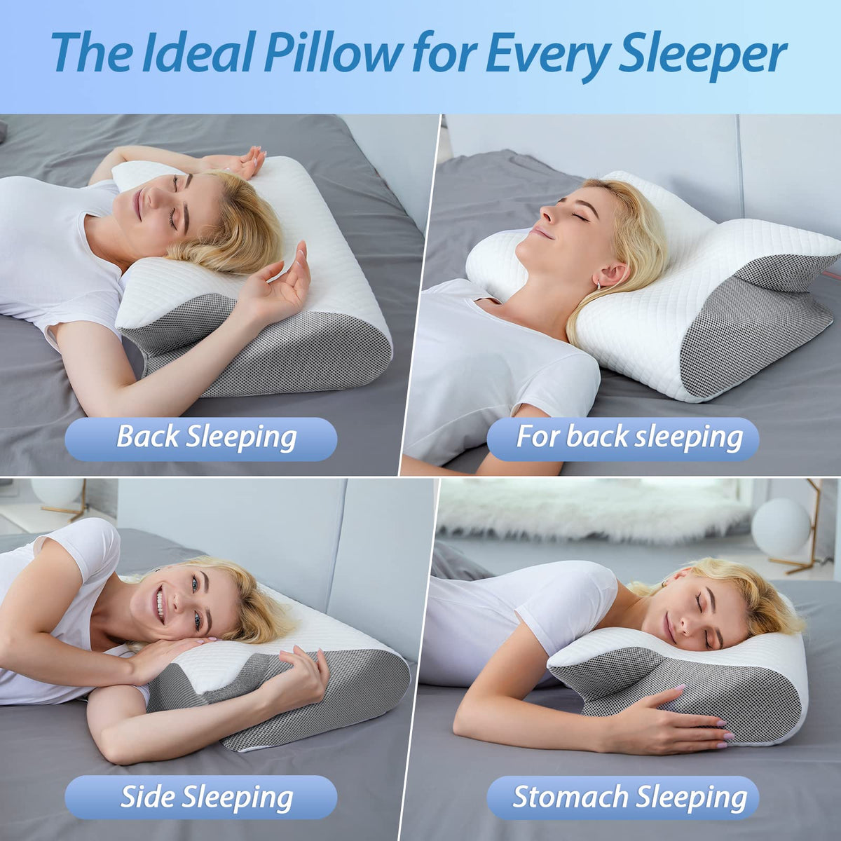 HOMCA Memory Foam Cervical Pillow, Gray