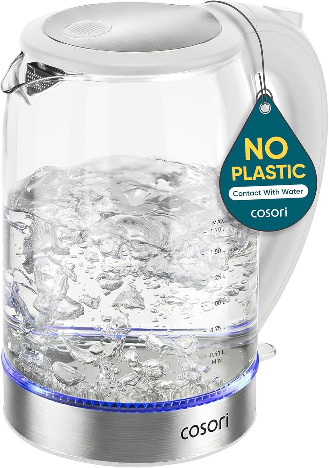 Cosori Glass Electric Kettle, 1500W, 1.7L, White