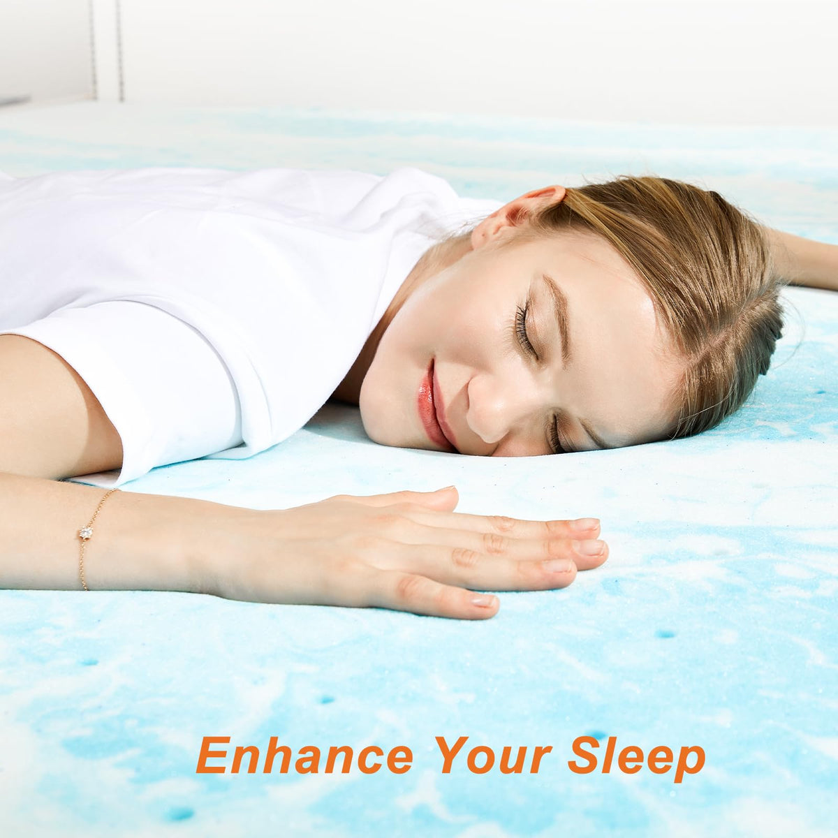 Sweetcrispy 3 Inch Twin XL Memory Foam Mattress Topper, Blue