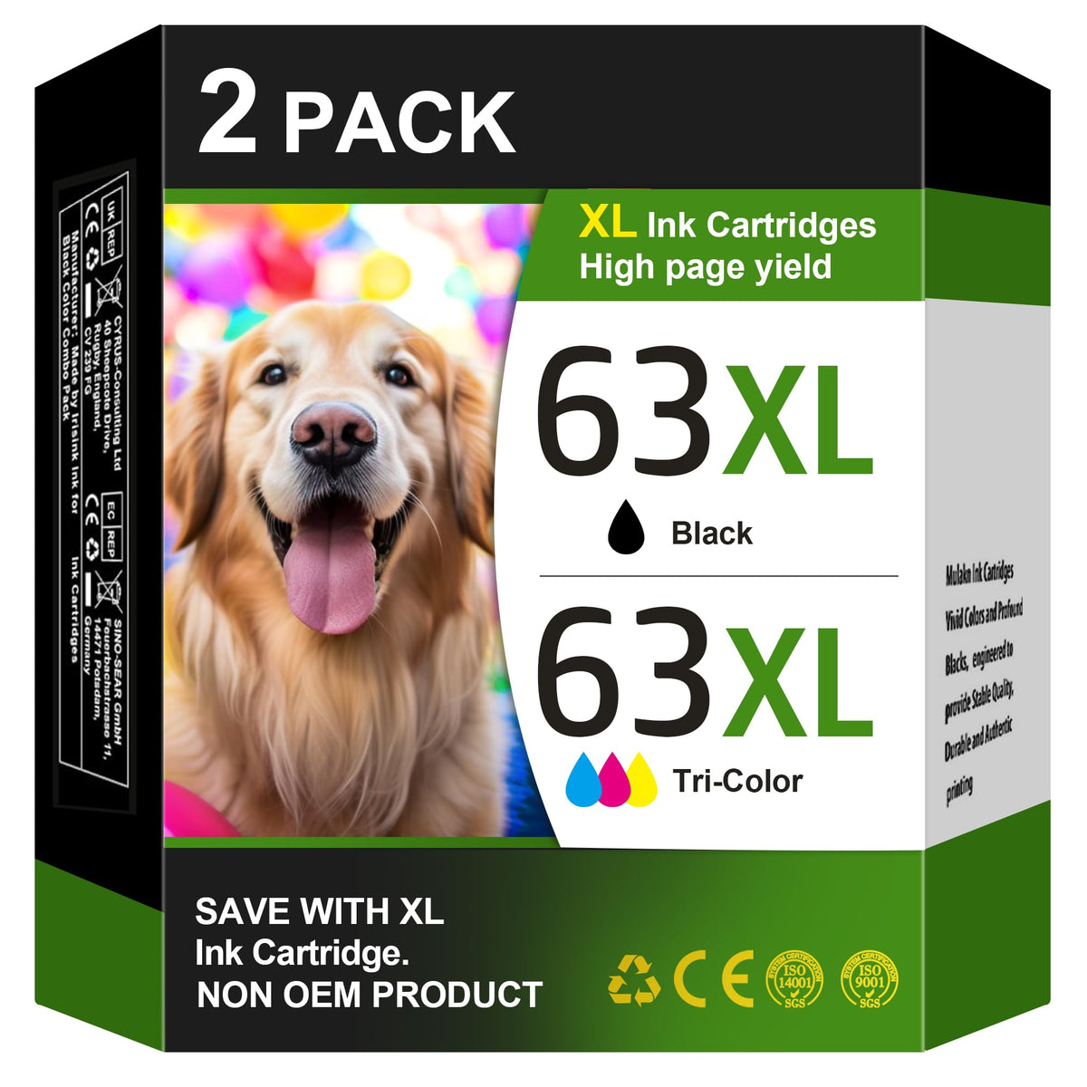 63XL Compatible Ink Cartridges for HP 63, Black & Colour (2 Pack)