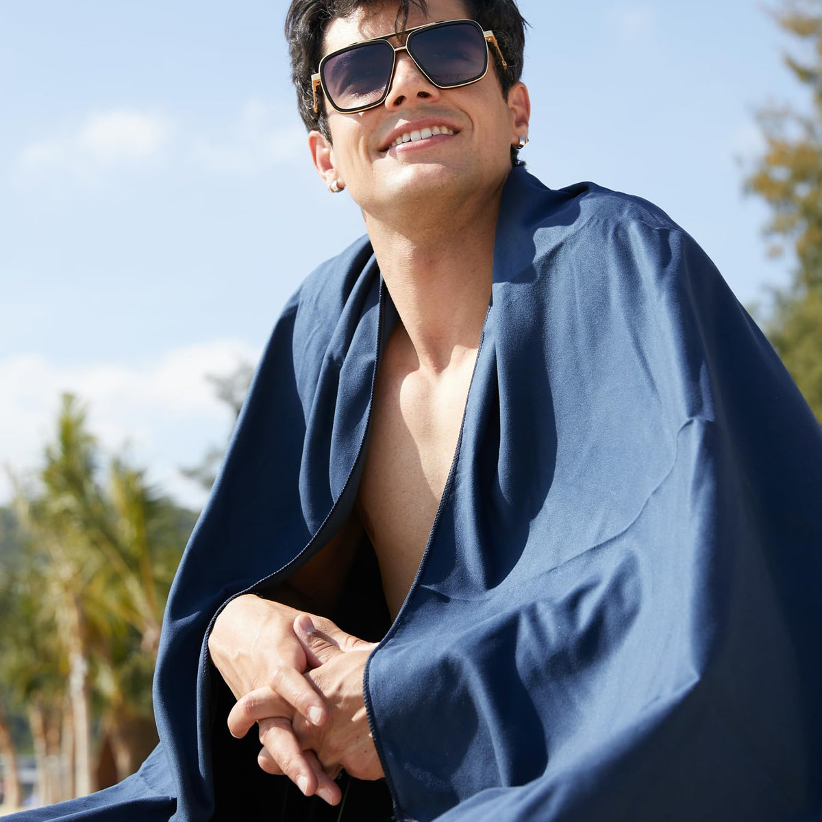 Rainleaf Quick-Dry Microfibre Travel Towel, Navy Blue