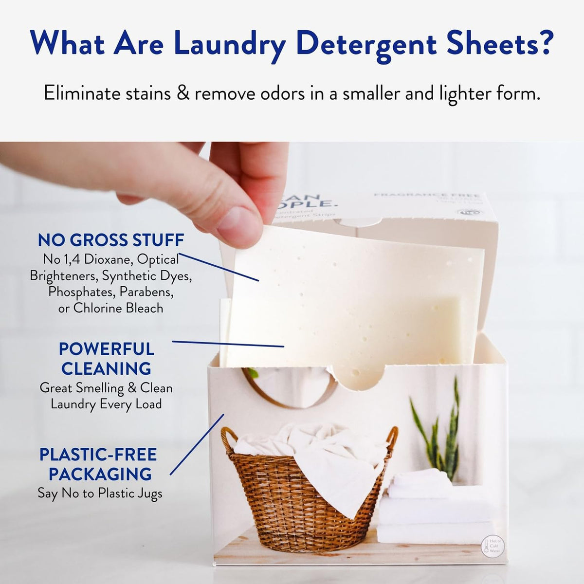 Clean People Laundry Detergent Sheets, Fragrance Free, 96 Pack