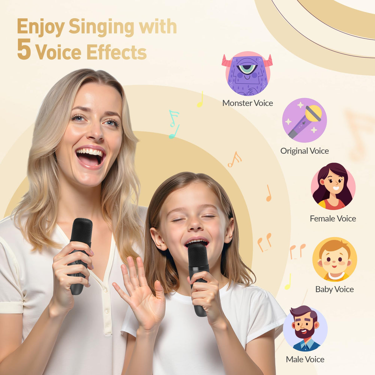 BEILIHART Mini Karaoke Machine with 2 Wireless Microphones