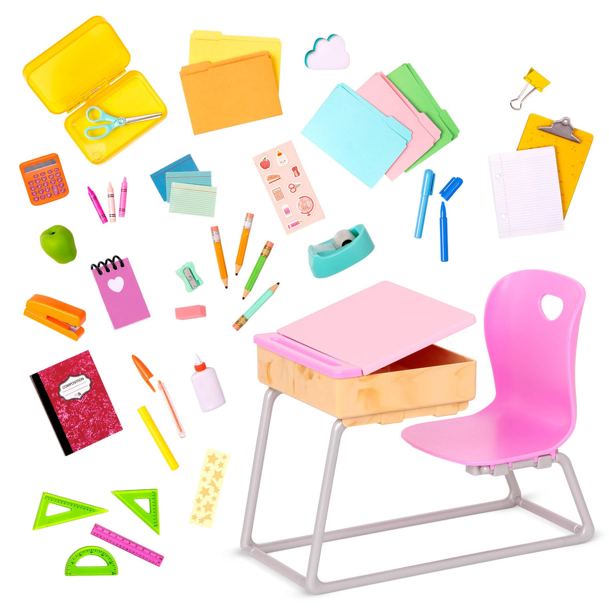 Our Generation Student Desk Set for 18-Inch Dolls, Flying Colors