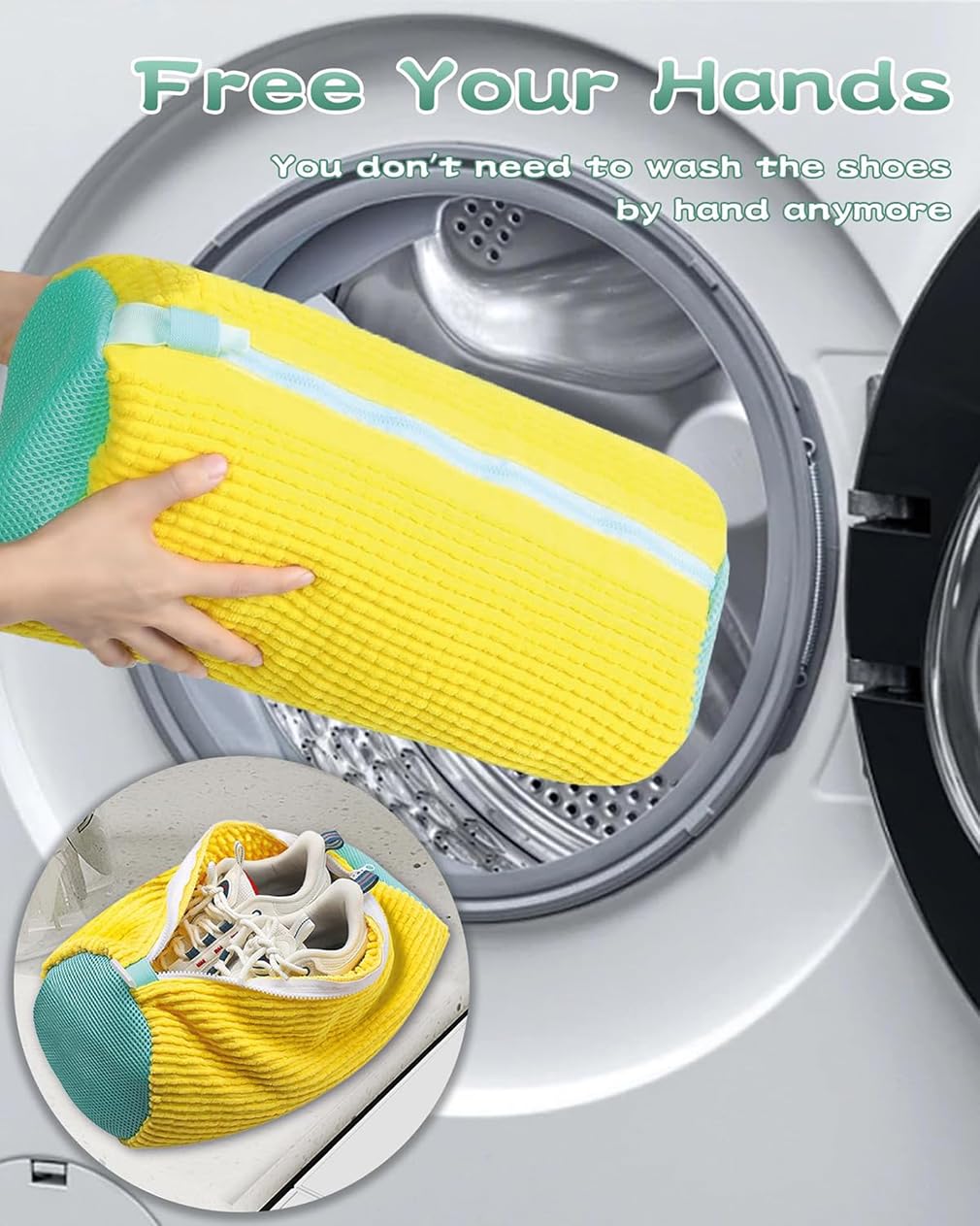 Dinghao Shoe Washing Machine Bags, 2-Pack, Yellow