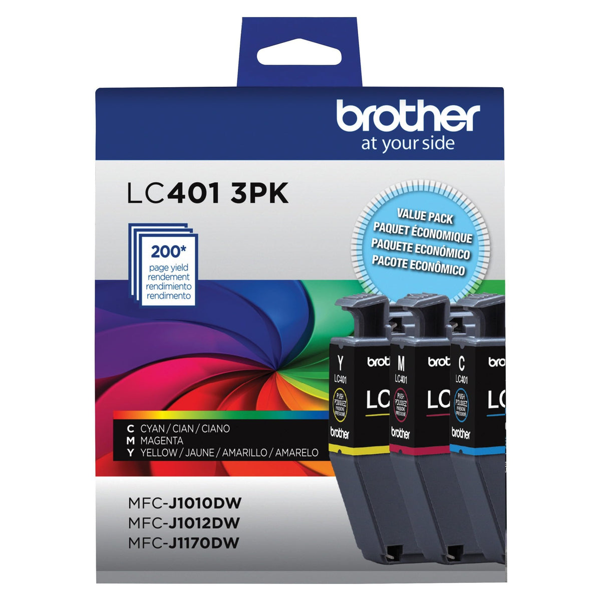 Brother Genuine LC4013PKS Standard-Yield Colour Ink Cartridge, 3-Pack