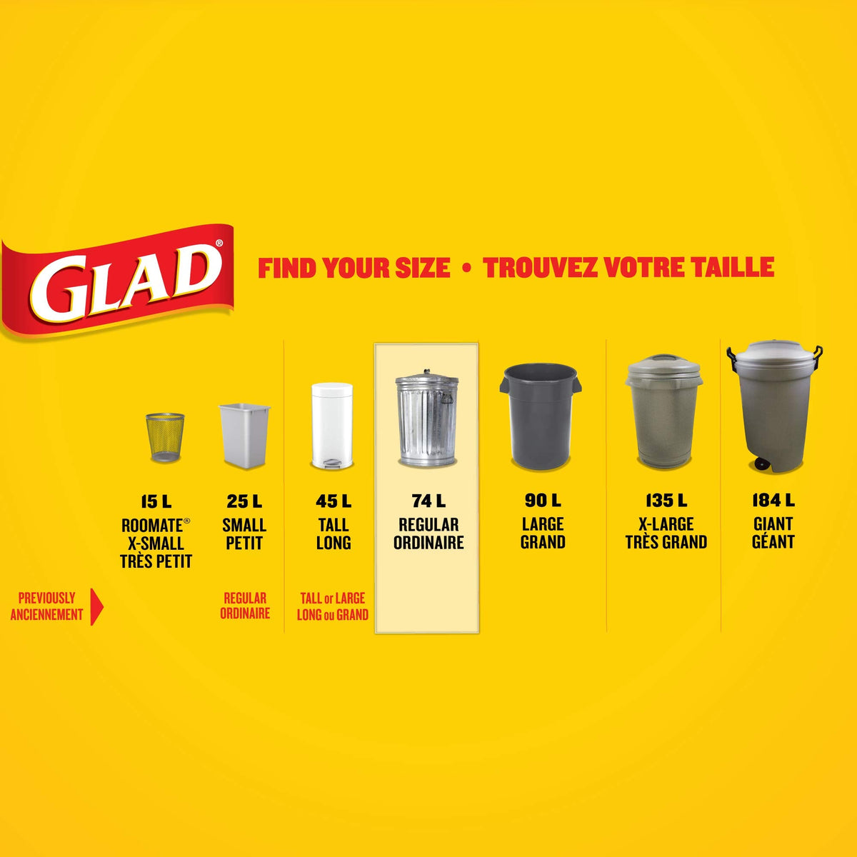 Glad Black Garbage Bags, Regular 74 L, 100 Count