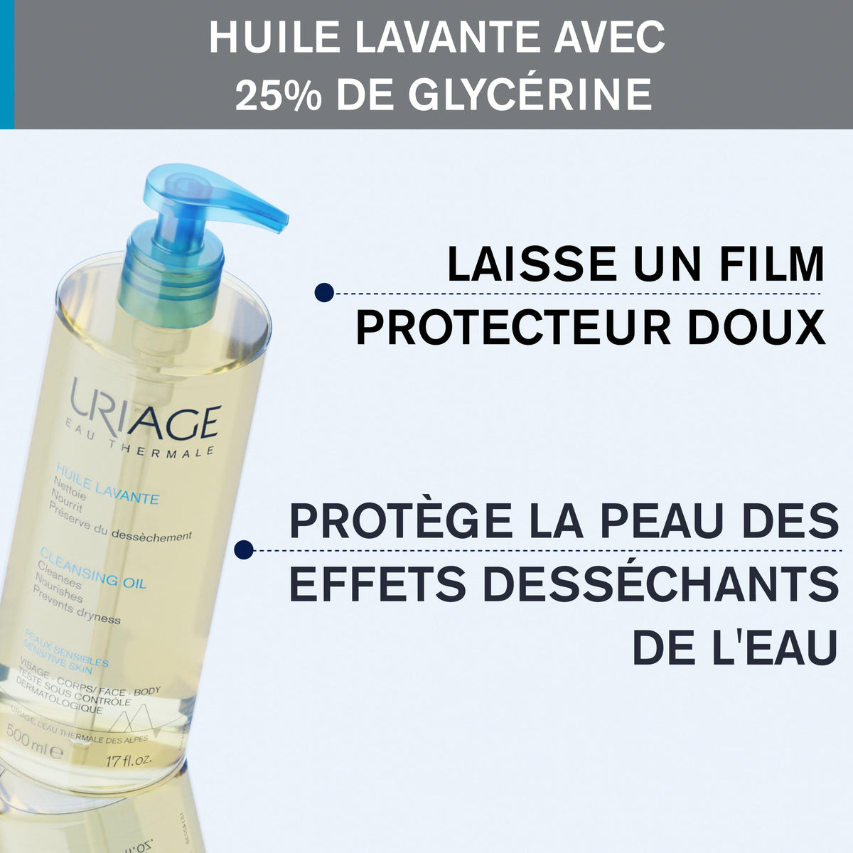 Uriage Cleansing Soothing Oil, Face & Body, 500 mL