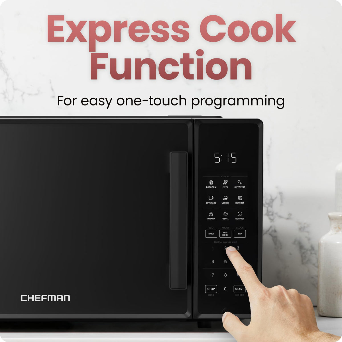 Chefman Countertop Microwave Oven, 1.1 Cu. Ft., 1000W, Black