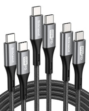 Silkland 60W USB C to USB C Cable, 6.6ft+3.3ft+1.6ft, 3 Pack