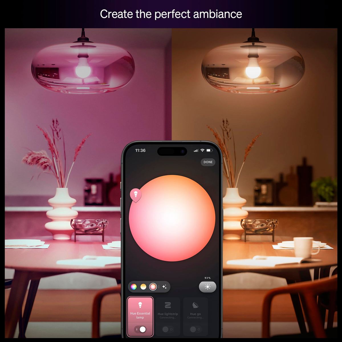 Philips Hue Essential Smart LED A19 Bulb, E26, 8.8W, 3 Pack