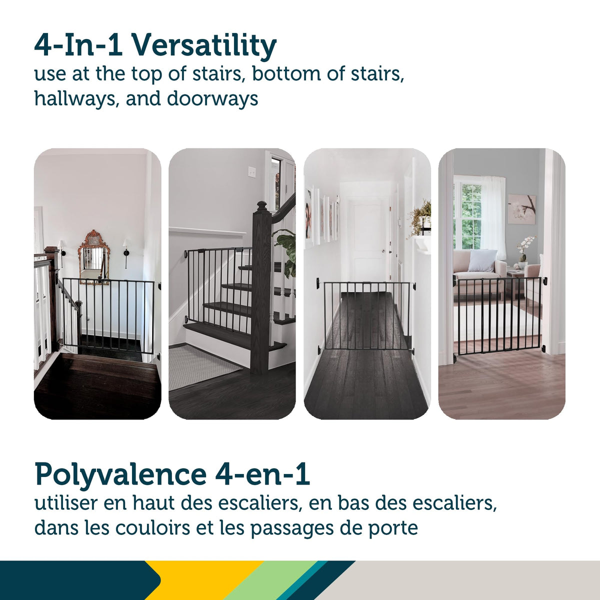 Safety 1st Top of Stairs Expanding Metal Baby Gate, Black