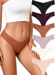 READY TO LOVE Seamless No-Show V-Waist Thongs, 6-Pack, Multicolour