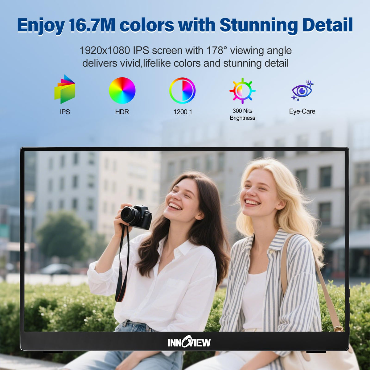 InnoView 15.6" 1080P Portable Monitor with Sleeve