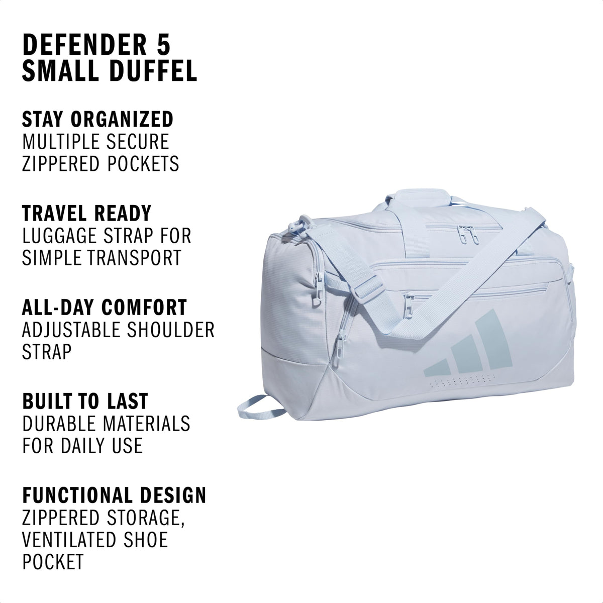 Adidas Unisex Defender 5 Small Duffel Bag, Crystal Sky/Wonder Blue