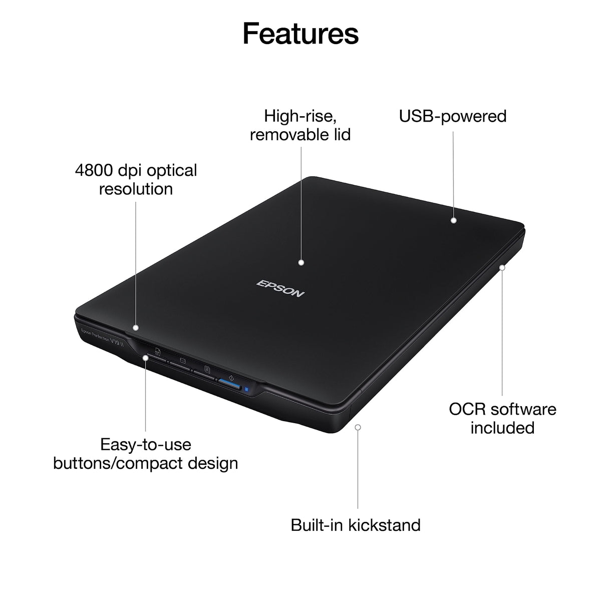 Epson Perfection V19 II Flatbed Photo Scanner, 4800 dpi